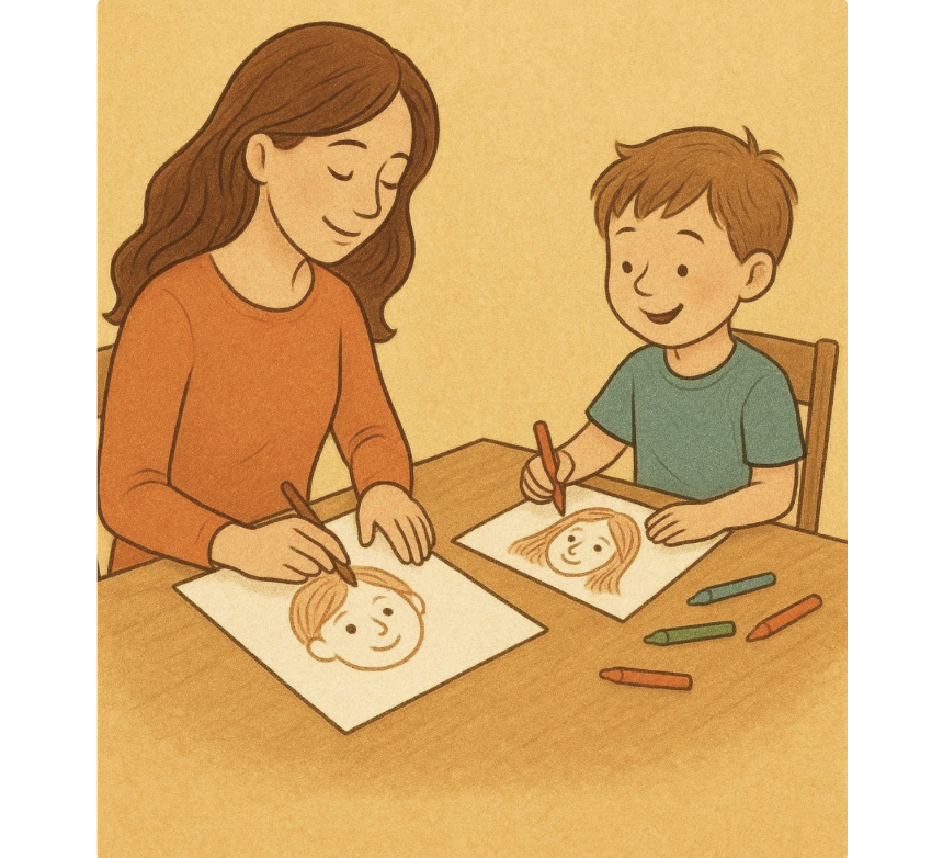 Kreativ-Workshop für Kinder & Eltern: Tandem-Porträt